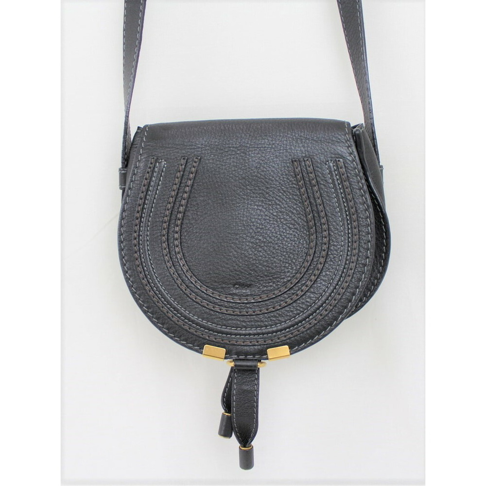 Chloe Elegant Black Leather Luxurious Crossbody Marcie Pochette Shoulder Bag - Picture 1 of 7